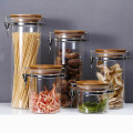 900ml custom food glass jar with bamboo lid for tea spice saffron dry flower packaging GSJ-21B